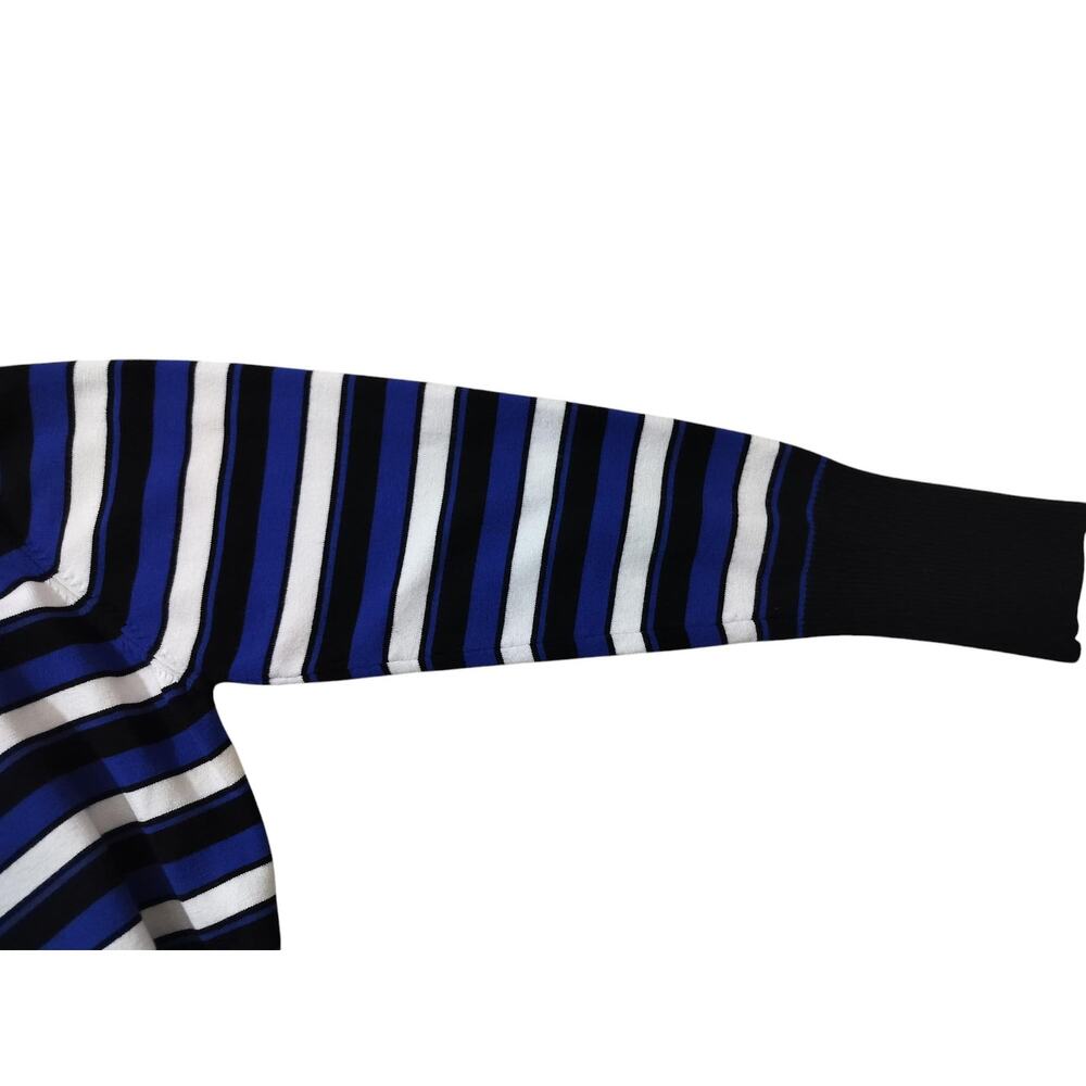 TAHARI Women's Stripes Mock Neck Blue White Sweatshirt Top Long Sleeve Size L - Picture 8 of 12